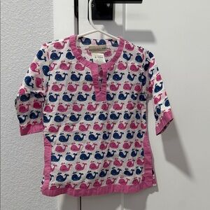 Pink and Blue Whale Print Swim Tunic